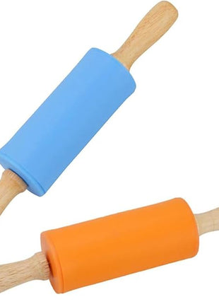 Koogel 9 Inch Mini Rolling Pin, 2 PCS Wooden Handle Rolling Pin for Kids Dough Rollers for Baking Supplies Home Kitchen