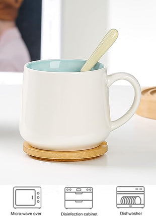 BigNoseDeer Hedgehog Mug Cute Mugs with 3D Hedgehog Inside Ceramic Coffee Mug with Spoon and Lid Mugs for milk,coffee and tea lovers Birthday Cute Gifts for Women 13.5oz