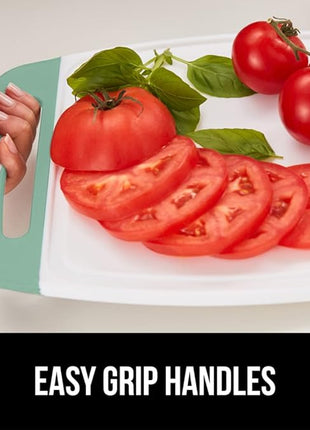 GORILLA GRIP BPA-Free Reversible Kitchen Cutting Board Set of 3, US Designed, Nonporous, Juice Grooves Catch Liquid, Slip Resistant Border, Dishwasher Safe, Durable Large Food Chopping Boards, Mint