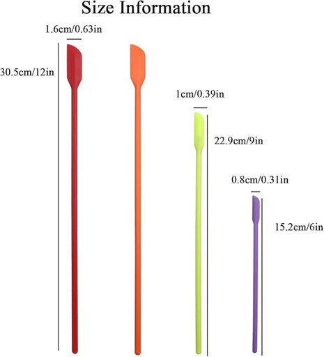 Beauty Spatula 4 PCS Makeup Spatula Mini Silicone for Cosmetics & Kitchen - 3 Sizes