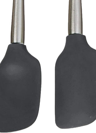 Tovolo Flex-Core Stainless Steel Handled Mini Spatula & Spoonula Set of 2, Kitchen Utensil Set, BPA-Free Silicone, Safe for Cast Iron & Cookware Dishwasher-Safe