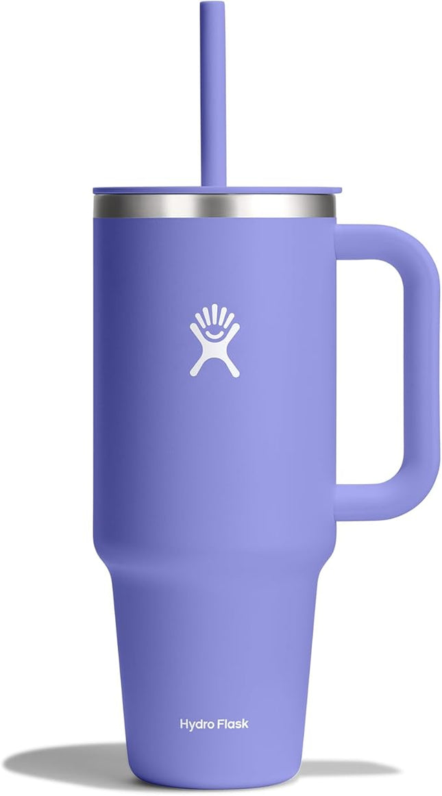 Hydro Flask 40 Oz Travel Tumbler with Handle, Lid and Straw - Insulated Stainless Steel in 40 Oz Lupine