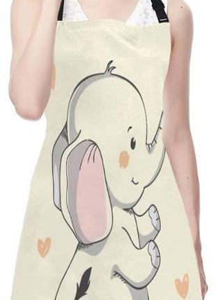 EKOBLA Elephant Aprons Kind Pretty Smiling Elephant Butterfly Trunk Cartoon Hand Drawn Waterproof Resistant Chef Cooking Kitchen BBQ Adjustable Aprons for Women Men 27x31 Inch