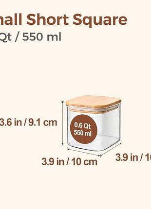 ComSaf 0.6 Qt Glass Food Storage Jars Set of 6, Clear Storage Containers with Airtight Lids, Pantry Organization Jar, Spice Jar, Blooming Tea, Coffee and Sugar Container, Canister Set for Kitchen