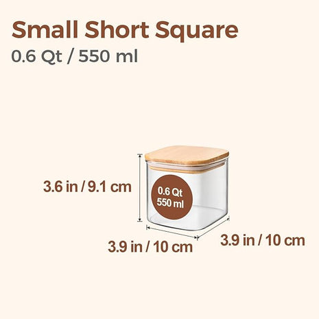 ComSaf 0.6 Qt Glass Food Storage Jars Set of 6, Clear Storage Containers with Airtight Lids, Pantry Organization Jar, Spice Jar, Blooming Tea, Coffee and Sugar Container, Canister Set for Kitchen