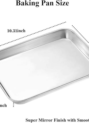Wildone Baking Sheet with Rack Set [2 Sheets + 2 Racks], Stainless Steel Cookie Pan baking Tray with Cooling Rack, Size 10 x 8 x 1 Inch, Non Toxic & Heavy Duty & Easy Clean