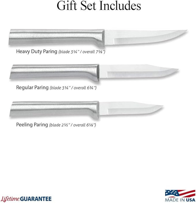 Rada Cutlery 3-Piece Paring Knife Galore Knife Gift Set, Silver Handles