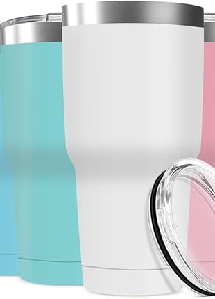 30oz Stainless Steel Travel Mug with Lid, 6 Pack Double Wall Vacuum Insulated Bulk Tumbler, Powder Coated Coffee Cup Suitable for Vehicle Cup Holders(Assorted Colors)