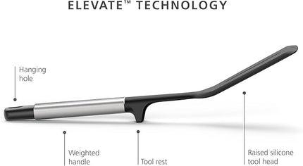 Joseph Joseph Elevate Silicone Slotted Turner with Integrated Tool Rest, One Size, Stainless Steel