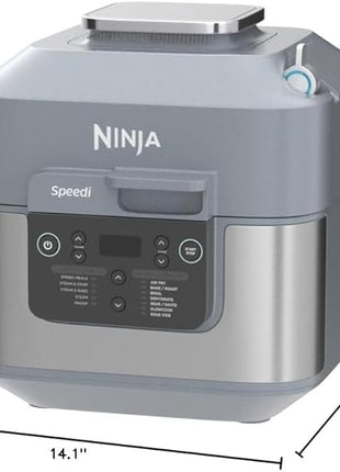 Ninja SF301 Speedi Rapid Cooker & Air Fryer, 6-Quart Capacity, 12-in-1 Functions to Steam, Bake, Roast, Sear, Sauté, Slow Cook, Sous Vide & More, 15-Minute Speedi Meals All In One Pot, Sea Salt Gray