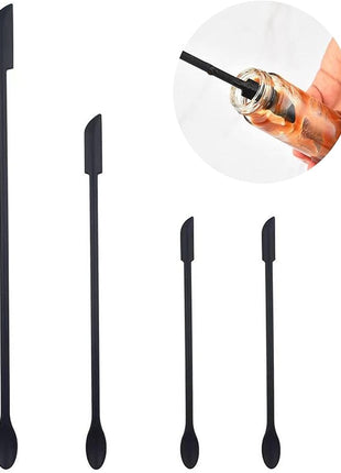 4 Pieces Mini Silicone Spatula Set, Small Rubber Spatula for Makeup, Thin Jar Scraper for Kitchen(4, BLACK)