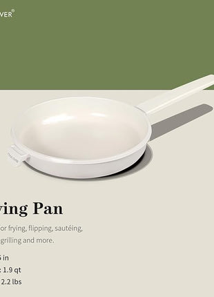 COOKLOVER Nonstick Ceramic Fry Pan, Non-Toxic, PTFE&PFOA Free, Induction Compatible Egg Skillet Frying Pan with Heat Resistant Handle, 9.5 Inch – Cream White