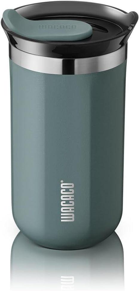 WACACO Octaroma Lungo Vacuum Insulated Coffee Mug, Double-wall Stainless Steel Travel Tumbler With Drinking Lid, 10 fl oz(300ml), Cadet Blue