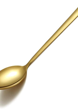 Berglander Gold Cooking Spoon, Stainless Steel Solid Serving Spoon Titanium Gold Plating, Basting Kitchen Spoon For Cooking, Dishwasher Safe, Easy to Clean