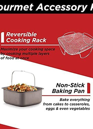 Nuwave Brio 6-Quart Digital Air Fryer Including Non-Stick Baking Pan and Stainless-Steel Cooking Rack (6-Quart + Gourmet Kit), Black