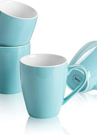 Sweese Porcelain Coffee Mugs - 16 Ounce (Top to the Rim) for Coffee, Latte, Tea, Cocoa, Set of 4, Turquoise