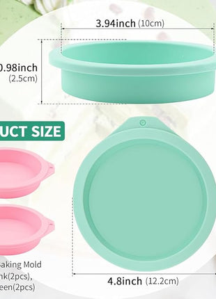 4Pcs Air Fryer Egg Mold Round Silicone Round Silicone 4'' Burger Buns Moulds Air Fryer Bites Egg Molds for Muffin Lids,Toast,Baking Hamburger,Non-Stick Air Fryer Accessories