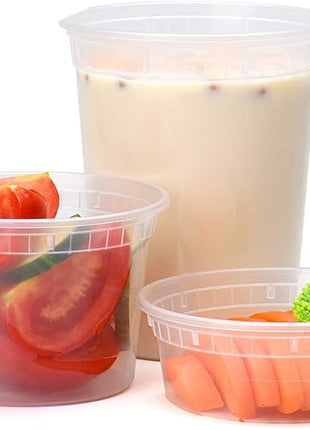 Glotoch 48 Pack (Mixed) 8 oz, 16 oz. and 32 oz. Plastic Food and Drink Storage Containers Set with Lids - Microwave, Freezer & Dishwasher Safe Eco-Friendly, BPA-Free, Reusable & Stackable