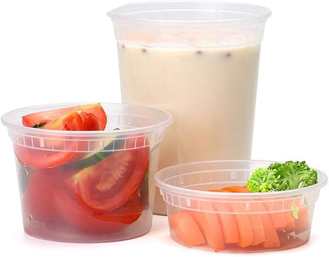 Glotoch 48 Pack (Mixed) 8 oz, 16 oz. and 32 oz. Plastic Food and Drink Storage Containers Set with Lids - Microwave, Freezer & Dishwasher Safe Eco-Friendly, BPA-Free, Reusable & Stackable