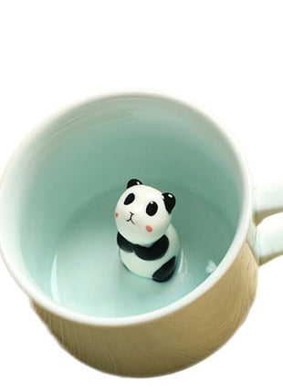 ZaH 3D Mug Animal Inside Cup Cartoon Ceramics Figurine Teacup for Boys Girls Kids Women Men Coffee Mug (8 oz Panda)