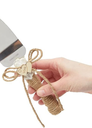 Juvale Wedding Decor Rustic Cake Knife & Server Set with Champagne Flutes - Brown Wood Handles, 13.2in Knife & 11in Server, 7.1oz Flutes - Rustic Wedding Decorations