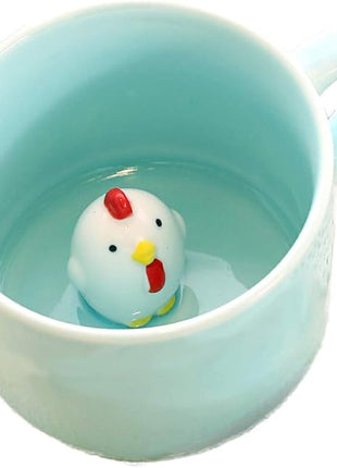 ZaH 3D Mug Animal Inside Cup Cartoon Ceramics Figurine Teacup Christmas Birthday Gift for Boys Girls Kids Women Men Coffee Mug (Chic)