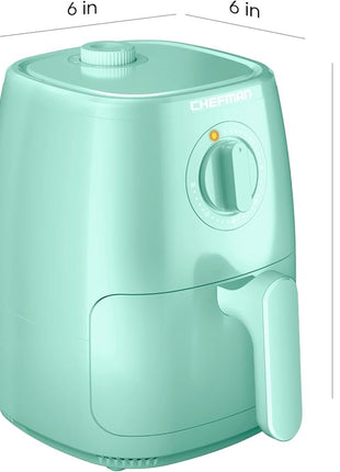 Chefman TurboFry 2-Quart Air Fryer, Dishwasher Safe Basket & Tray, Use Little to No Oil For Healthy Food, 60 Minute Timer, Fry Healthier Meals Fast, Heat And Power Indicator Light, Temp Control, Mint