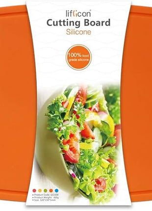 Liflicon Extra Large Thick Silicone Cutting Boards for Kitchen 14.6'' x 10.43'' Flexible Cutting Chopping Boards/Mats Non-slip Deep Drip Juice Groove, Dishwasher Safe-Orange