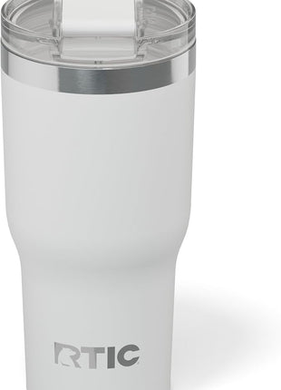 RTIC 20oz Essential Tumbler with Lid, Ceramic Lined, Insulated, Stainless Steel, Metal, Double Wall Vacuum-Insulation, Travel Cup for Iced Coffee, Tea, Hot and Cold Drink, White