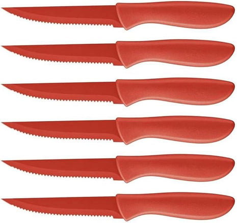 Cuisinart C55-6PCSR Advantage Color Collection 6-Piece Ceramic Coated Steak Knife Set, Red