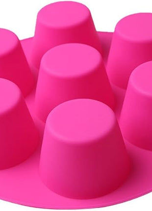 Silicone Muffin Pans for Air Fryer 7 Cavity Muffin Tray Cupcake Pan Nonstick Brownie Cake Mold Round Pudding Recipe Tray Bakeware