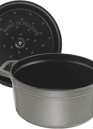 STAUB Cast Iron Roaster/Cocotte, Round, 34 cm, 12.6 L, Graphite Grey