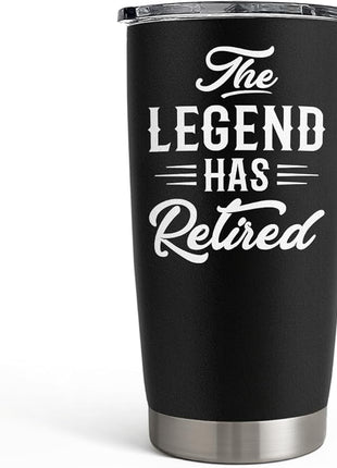 SANDJEST Retirement Gifts for Coworker, Colleagues - The Legend Has Retired Tumbler - Birthday, Christmas, Happy Retirement Gifts - 20oz Stainless Steel Insulated Coffee Travel Mug Gift for Men, Women