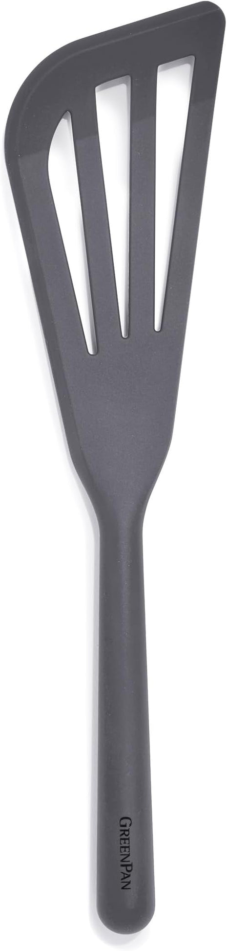 GreenPan Silicone Fish Turner Spatula, Slotted Cooking Kitchen Utensil, Flexible Rubber Nonstick Cookware, Rigid Steel Core, Heat-Resistant, Anti-Slip Handle, BPA-Free, Dishwasher Safe, Gray
