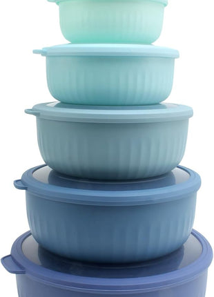 COOK WITH COLOR Prep Bowls with Lids- Wide and Deep Nesting Plastic Small Mixing Bowl Set with Lids, 12 Piece Set - Wide Bowls, Blue
