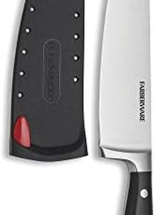 Farberware Edgekeeper 8-Inch Forged Triple Riveted Chef Knife with Self-Sharpening Blade Cover, High Carbon-Stainless Steel Kitchen Knife with Ergonomic Handle, Razor-Sharp Knife, Black