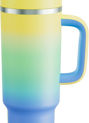 ENCOOL 40 oz Tumbler with Handle and Straw: Stainless Steel Insulated Tumbler Keeps Cold for 24 Hours, Leakproof Travel Cup Fits in Cup Holder and BPA-Free, Soft Lagoon