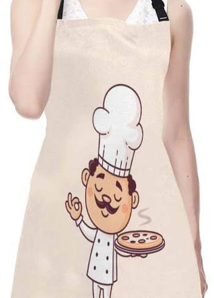 EKOBLA Chef Aprons Hot Pizza Cook Cuisine Cute Fast Food Hat Italian Man Moustache Waterproof Resistant Chef Cooking Kitchen BBQ Adjustable Aprons for Women Men 27x31 Inch