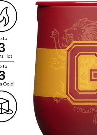 Corkcicle Stemless Insulated Wine Glass Tumbler - Keeps Beverages Cold 6 Hours & Hot 3 Hours - Stainless Steel - Easy-Grip - Summer Drinkware Gift - Keeps Drinks Ice Cold - 12 oz - Gryffindor