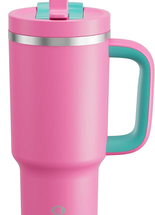 ENCOOL 32 oz Tumbler with Handle and Straw: Stainless Steel Insulated Tumbler Keeps Cold for 24 Hours, Leakproof Travel Cup Fits in Cup Holder and BPA-Free,Light Crimson