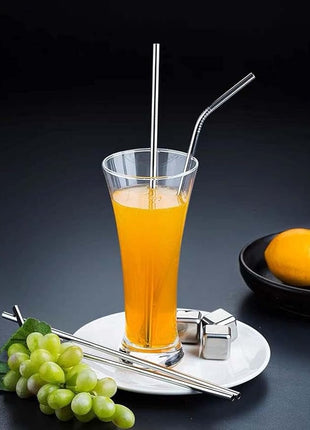 Vinaco Stainless Steel Straws Reusable, 12 Pack 8.5" & 10.5" Metal Straws 0.24" for 20 oz - 32 oz Tumblers, Long Drinking Straws with Cleaning Brush for Coffee, Juice, Cocktail and Hot Drinks