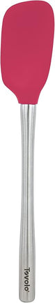 Tovolo Spoon Spatula Spoonula with Stainless Steel Handle Ergonomic Grip Viva Magenta, Silicone Scoopula Kitchen Utensil Non Scratch Easy Clean Dishwasher Safe Heat Resistant Flex Core Scoop Spatula