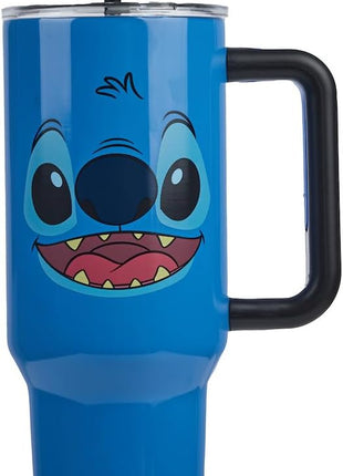 Bioworld Disney Stitch Face 40 Oz Blue Stainless Steel Tumbler with Handle