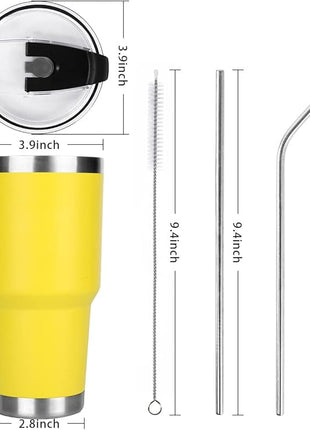 SYACOT 30oz Tumbler Double Wall Stainless Steel Vacuum Insulated Travel Mug with Splash-Proof Lid Metal Straw and Brush