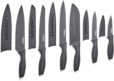 Cuisinart Knife Set, 12pc Ceramic Knife Set with 6 Blades & 6 Blade Guards, Lightweight, Stainless Steel, Durable & Dishwasher Safe, Matte Black