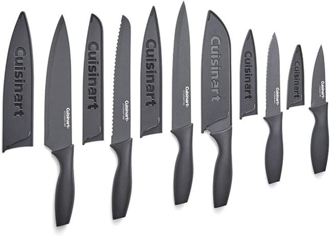 Cuisinart Knife Set, 12pc Ceramic Knife Set with 6 Blades & 6 Blade Guards, Lightweight, Stainless Steel, Durable & Dishwasher Safe, Matte Black
