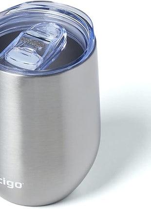 Contigo River North Stainless Steel Wine Tumbler with Splash-Proof Lid, 12oz., 2 Pack, Dark Ice & Stainless Steel