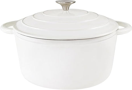Dutch Oven,Cast Iron Dutch Ovens,Dutch Oven Pot with Lid,3 QT Enamel Dutch Pot,Dutch Ovens with Dual Handles,Cast Iron Pot for Braiser,Cooking,Gifts for Family,White