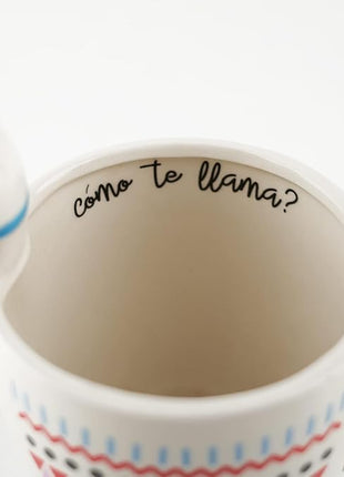 VOTUM Animal-Shaped Llama Coffee Mug, 18.6 fl. oz. - Handmade, Adorable Tea Cup with Printed Como Te Llama Writing - Premium Ceramic Gifts for Women & Men