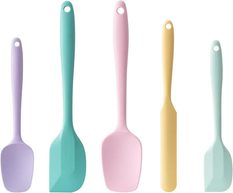 Silicone Spatula Set, 5 Piece Food Grade Rubber Spatulas for Baking, Cooking, and Mixing High Heat Resistant Non Stick Dishwasher Safe BPA-Free (Multicolor 3)